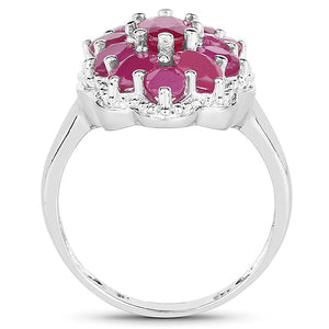 3.05 Carat Glass Filled Ruby .925 Sterling Silver Ring