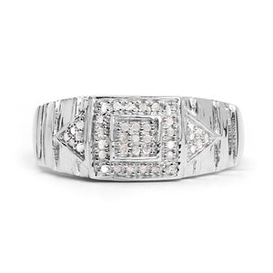 14K White Gold Plated 0.21 Carat Genuine White Diamond .925 Sterling Silver Ring
