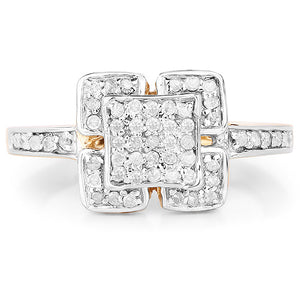 14K Yellow Gold Plated 0.24 Carat Genuine White Diamond .925 Sterling Silver Ring