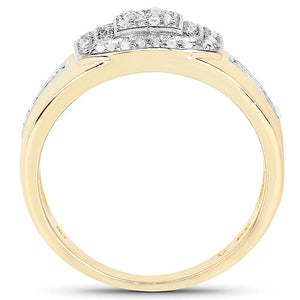 14K Yellow Gold Plated 0.29 Carat Genuine White Diamond .925 Sterling Silver Ring