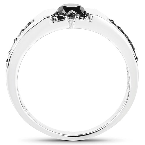 0.83 Carat Genuine Black Diamond .925 Sterling Silver Ring