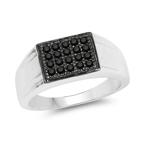 0.30 Carat Genuine Black Diamond .925 Sterling Silver Ring