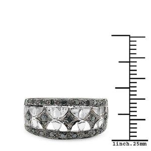 0.29 Carat Genuine Blue Diamond .925 Sterling Silver Ring