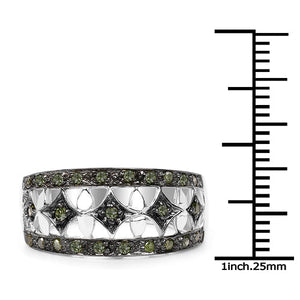0.32 Carat Genuine Green Diamond .925 Sterling Silver Ring