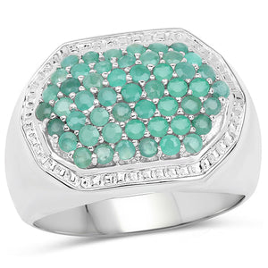 1.43 Carat Genuine Emerald .925 Sterling Silver Ring