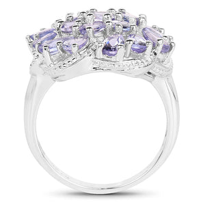 3.35 Carat Genuine Tanzanite .925 Sterling Silver Ring