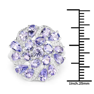 3.35 Carat Genuine Tanzanite .925 Sterling Silver Ring