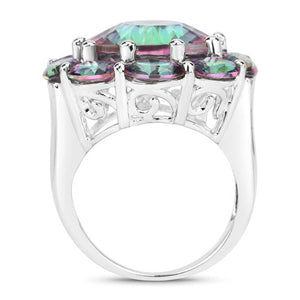 11.45 Carat Genuine Rainbow Quartz .925 Sterling Silver Ring