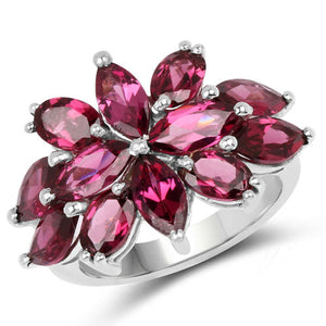 7.80 Carat Genuine Rhodolite .925 Sterling Silver Ring