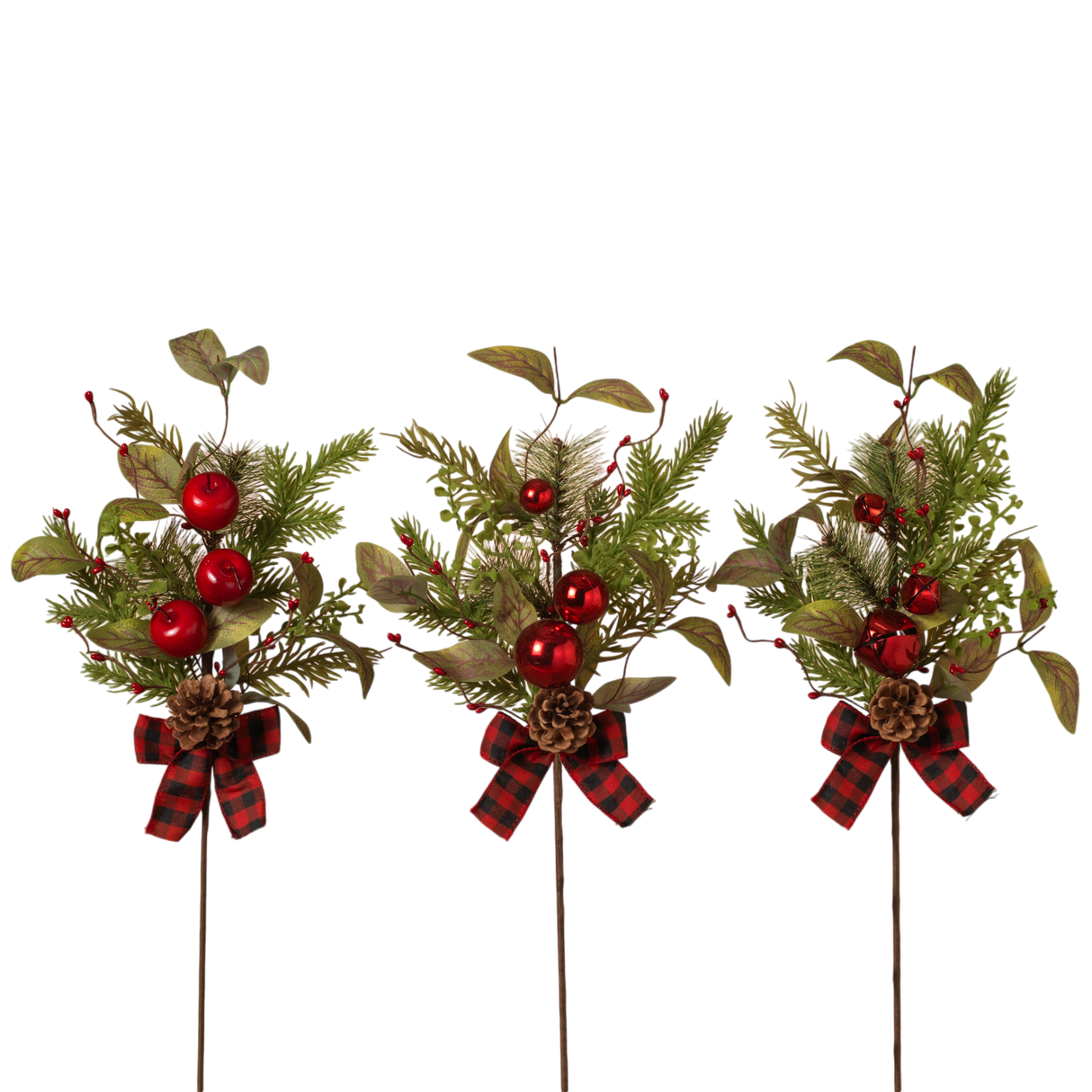 Pine & Berry Pick with Plaid Bow -