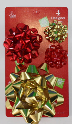 Confetti Bow 4 Pack - Burg/Gold