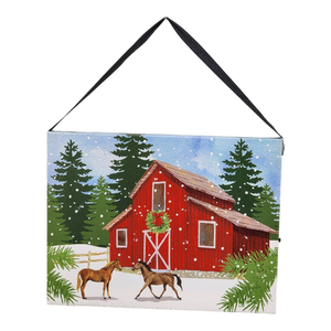 Fiber Optic Lighted Canvas Art - Winter Horses at Play