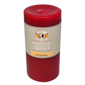 Mole Hollow Unscented Pillar Candle (Sweetheart Red) -