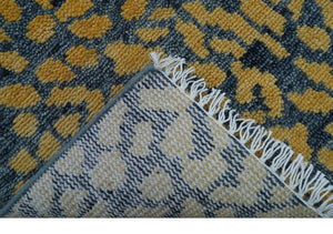 Ready to ship 3x5 Modern leopard print Charcoal And Gold Wool Rug