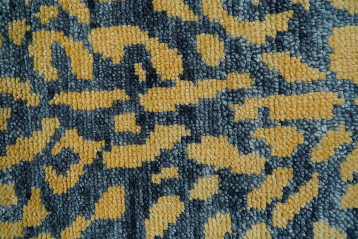 Ready to ship 3x5 Modern leopard print Charcoal And Gold Wool Rug