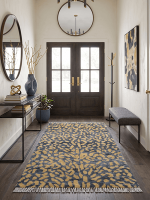 Ready to ship 3x5 Modern leopard print Charcoal And Gold Wool Rug