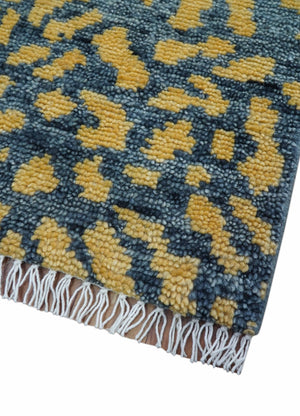Ready to ship 3x5 Modern leopard print Charcoal And Gold Wool Rug