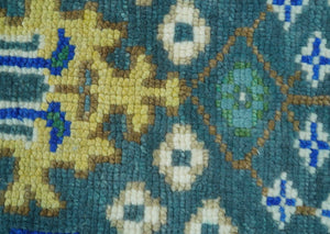 Ready to Ship 4x6 Hand Knotted Green and Blue Turkish Design Wool Rug