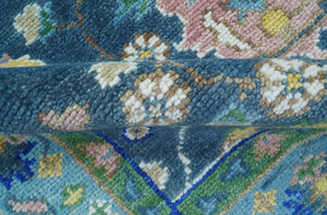 Ready to Ship 5x8 Hand Knotted Green and Blue Turkish Design Wool Rug