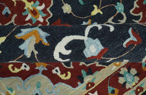 Ready to Ship 6x9 Traditional Charcoal And Maroon Hand Tufted Wool Rug