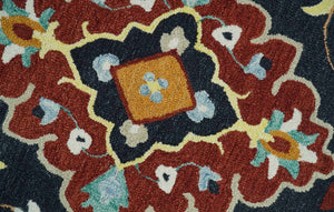 Ready to Ship 6x9 Traditional Charcoal And Maroon Hand Tufted Wool Rug