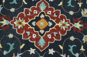 Ready to Ship 6x9 Traditional Charcoal And Maroon Hand Tufted Wool Rug