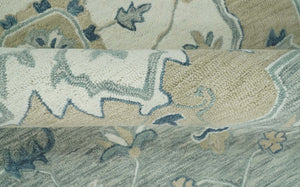 Ready to Ship 6x9 Traditional Ivory And Blue Hand Tufted Wool Rug