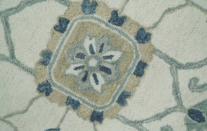 Ready to Ship 6x9 Traditional Ivory And Blue Hand Tufted Wool Rug