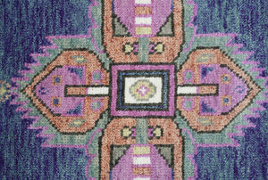 Ready to Ship 7x9 Pink And Blue Hand Knotted Wool Rug