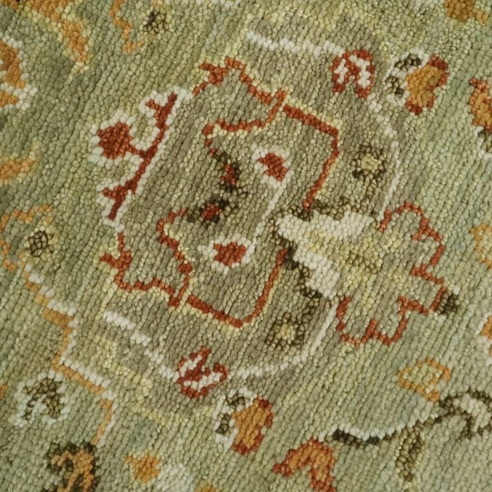 Ready to Ship 8x10, 9x12,10x14 Hand Knotted Green and beige Traditional Vintage Style Antique Wool Rug