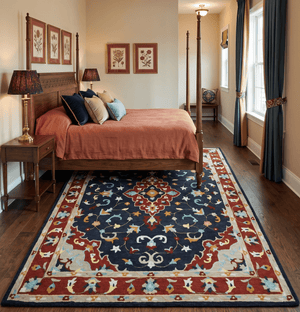 Ready to Ship 8x10 Traditional Charcoal And Maroon Hand Tufted Wool Rug