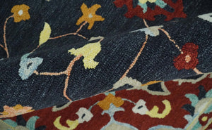 Ready to Ship 8x10 Traditional Charcoal And Maroon Hand Tufted Wool Rug