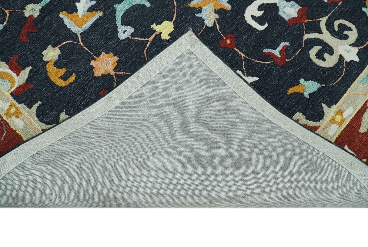 Ready to Ship 8x10 Traditional Charcoal And Maroon Hand Tufted Wool Rug