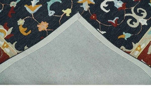 Ready to Ship 8x10 Traditional Charcoal And Maroon Hand Tufted Wool Rug