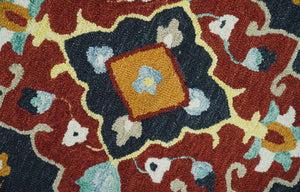 Ready to Ship 8x10 Traditional Charcoal And Maroon Hand Tufted Wool Rug