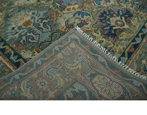 Ready to Ship 8x16 Hand Knotted Oushak Charcoal and Blue Wool Area Rug