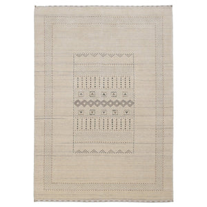 Beige Gabbeh Design Hand Loomed Wool Area Rug