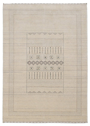 Beige Gabbeh Design Hand Loomed Wool Area Rug