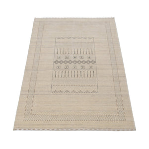 Beige Gabbeh Design Hand Loomed Wool Area Rug