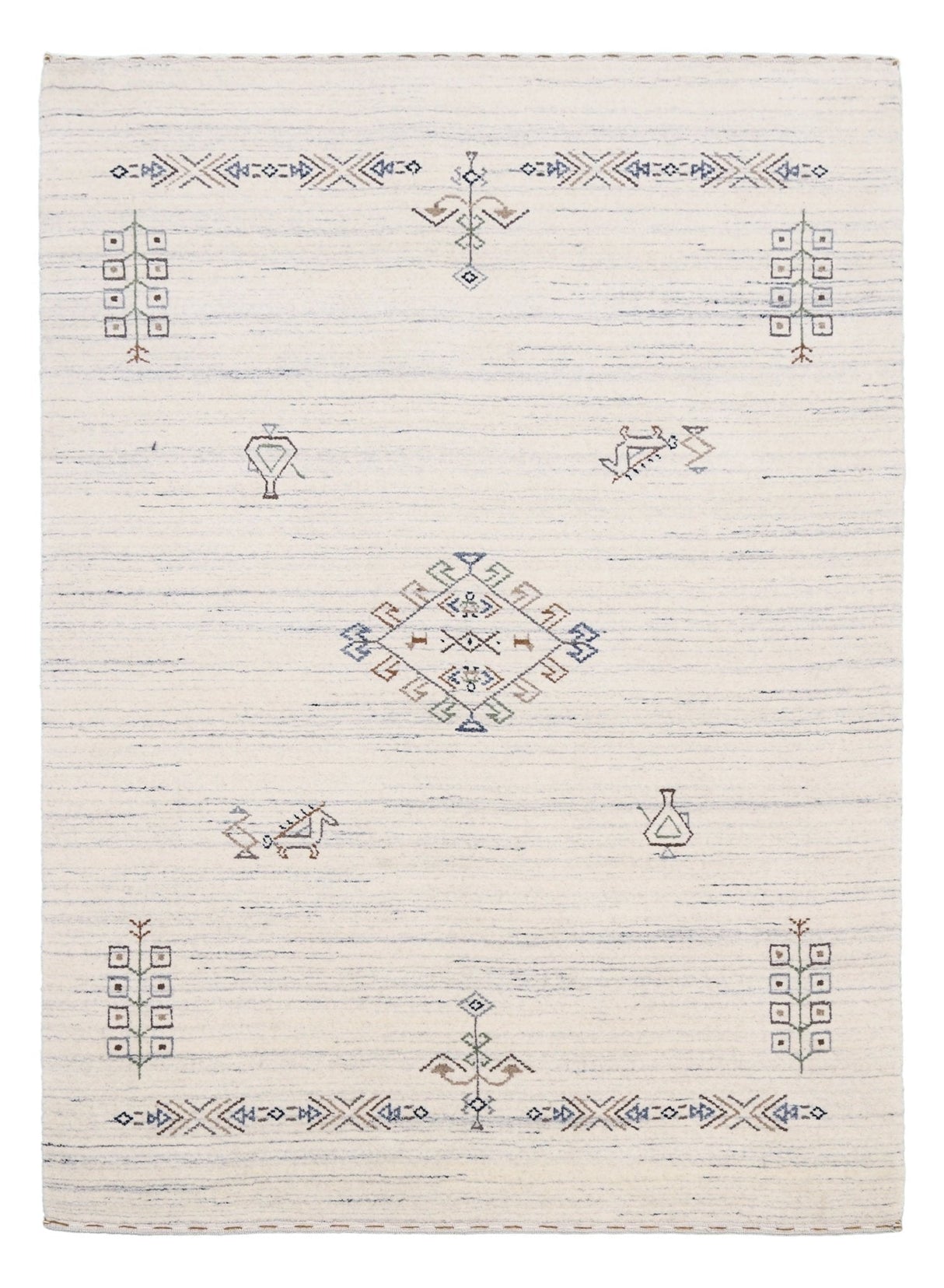 Beige Tribal Center Medallion Hand Loomed Wool Rug