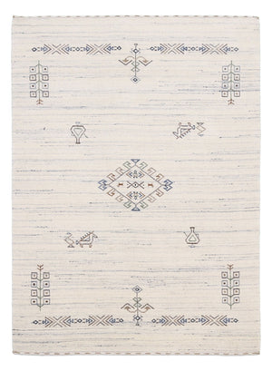 Beige Tribal Center Medallion Hand Loomed Wool Rug