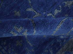 Ready to Ship Blue and Gray Hand knotted Oushak 8x10 and 9x12 wool Area Rug