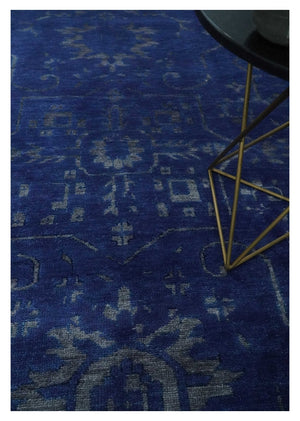 Ready to Ship Blue and Gray Hand knotted Oushak 8x10 and 9x12 wool Area Rug