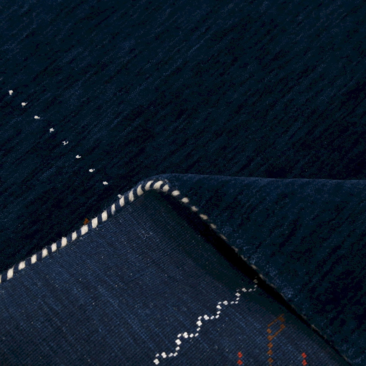 Blue Tribal Border Design Hand Loomed Wool Area Rug