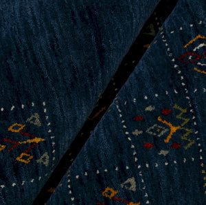 Blue Tribal Design Hand Loomed Wool Area Rug