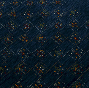 Blue Tribal Design Hand Loomed Wool Area Rug