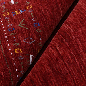 Contemporary Red Hand Loomed Wool Area Rug