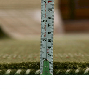 Gabbeh Design Hand Loomed Green Wool Area Rug