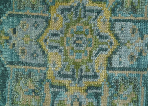 Ready to Ship Green And Gold Traditional Heriz Hand Knotted 4x6  Wool Rug