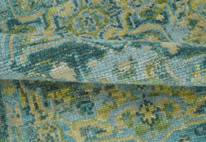 Ready to Ship Green And Gold Traditional Heriz Hand Knotted 4x6  Wool Rug